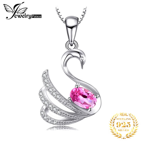 Swan Pink Topaz Sterling Silver Pendant (No Chain)