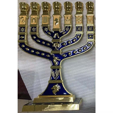 Jewish 7 Arms Menorah,7 Extra Large Candlestick Judio Candle Holder, the Emblem of Judaism and Israel Candle Stand