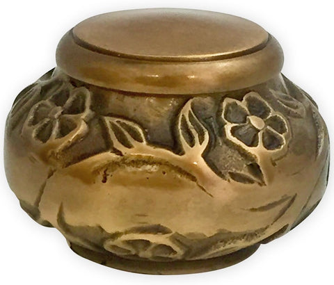 Florence Antiqued Brass Keepsake Urn for Ashes - Small Size - NOT Intended for Full Cremation Ash Quantity