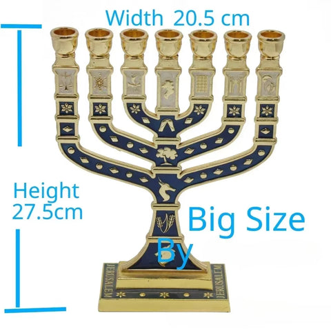 Jewish 7 Arms Menorah,7 Extra Large Candlestick Judio Candle Holder, the Emblem of Judaism and Israel Candle Stand