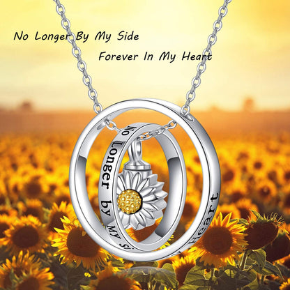 Cremation Jewelry 925 Sterling Silver Sunflower/Rose/Paw Urn Necklace for Ashes Memorial Keepsake Gifts for Women