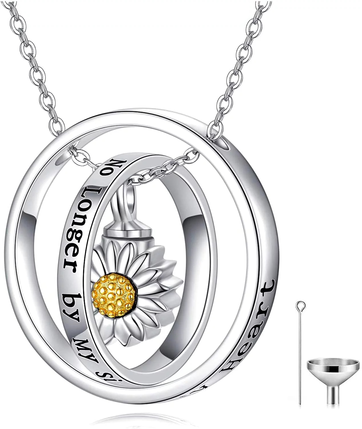 Sunflower Urn Necklace for Ashes 925 Sterling Silver Cremation Jewelry Memorial Keepsake Pendant Necklace Sunflower Jewelry Gifts for Women Girl