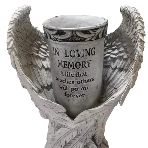 Cemetery Vase Angel Wing Memorial Vase with Spike and Drainage Hole Resin Bouquet Flower Holder for Tomb Headstone Decoration