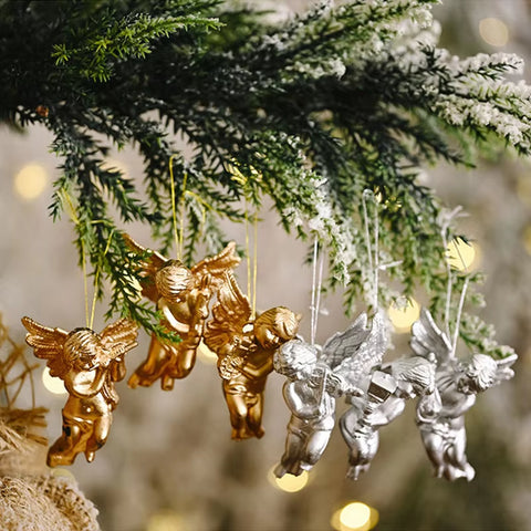 6Pcs Christmas Angel Ornaments Christmas Tree Decorations Hanging Pendant Angels Xmas Hanging Decors for Home DIY Party