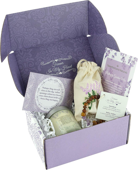 Sympathy Gift Box with 7.5Oz Candle - Remembrance Gifts Include Bracelet, Sympathy Card, Flower Seeds, Candle with Verse, and More in Memory of Loved One Gifts