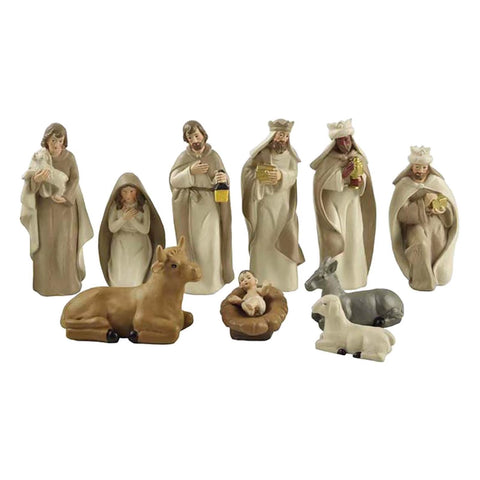 10Pcs Home Decoration Nativity Scene Set Holy Family Statue Christmas Jesus Mary Joseph Figure Catholic Figurine Christmas Gift