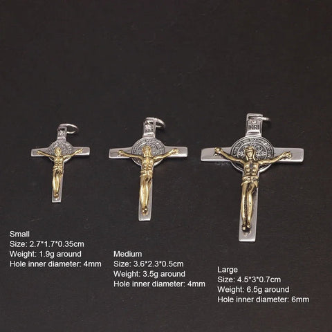 925 Silver Cross Man and Women Jesus Catholic Crucifixes Pendant 3 Sizes - Memorialine