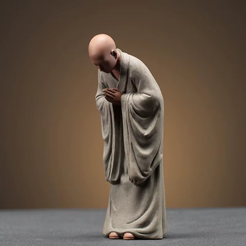 Chinese Zen Monk Ceramic Statues, Modern Art Sculptures, Zisha Little Monk, Home Living Room, Loft Figures, Decorative Statues