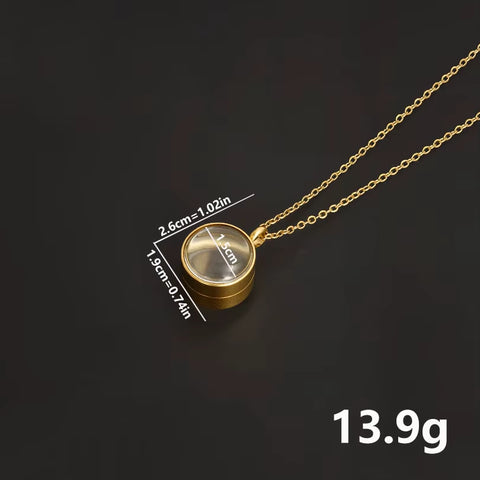 1Pc 15-30Mm DIY Acier Inoxydable Double Curved round Locket Pendant Necklaces Living Glass Ashes Medaillon Women Collar Jewelry