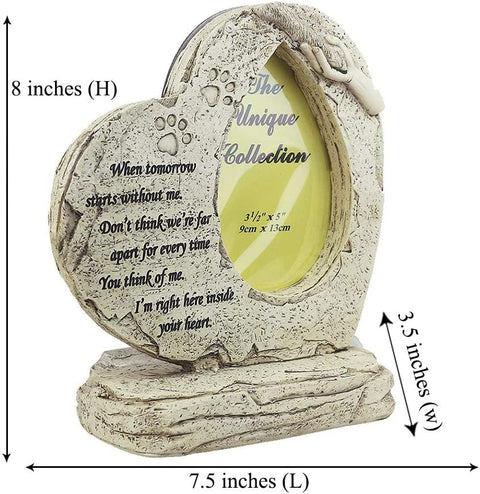 Pet Dog Memorial Stones with Photo Frame Photo Frame, Heart Shaped Pet Dog Garden Stones Grave Markers Headstones Outdoor or Indoor, Sympaty Pet Dog Memorial Gifts Loss Gifts Remembrance Gifts