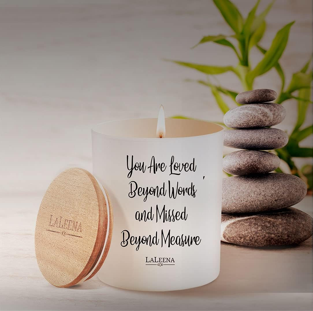 Memorial Candle -  - Sympathy Candle - Loss of Father Present - Loss of a Mother Sympathy Present - Missing a Friend - Celebration of Life (Loved beyond Words, Vanilla)