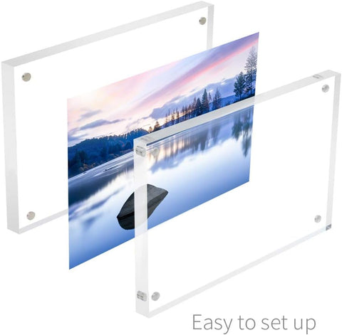 Acrylic Picture Frame,Tabletop Photo Frame Magnetic Double Sided Frame Free Standing Desktop (5X7)