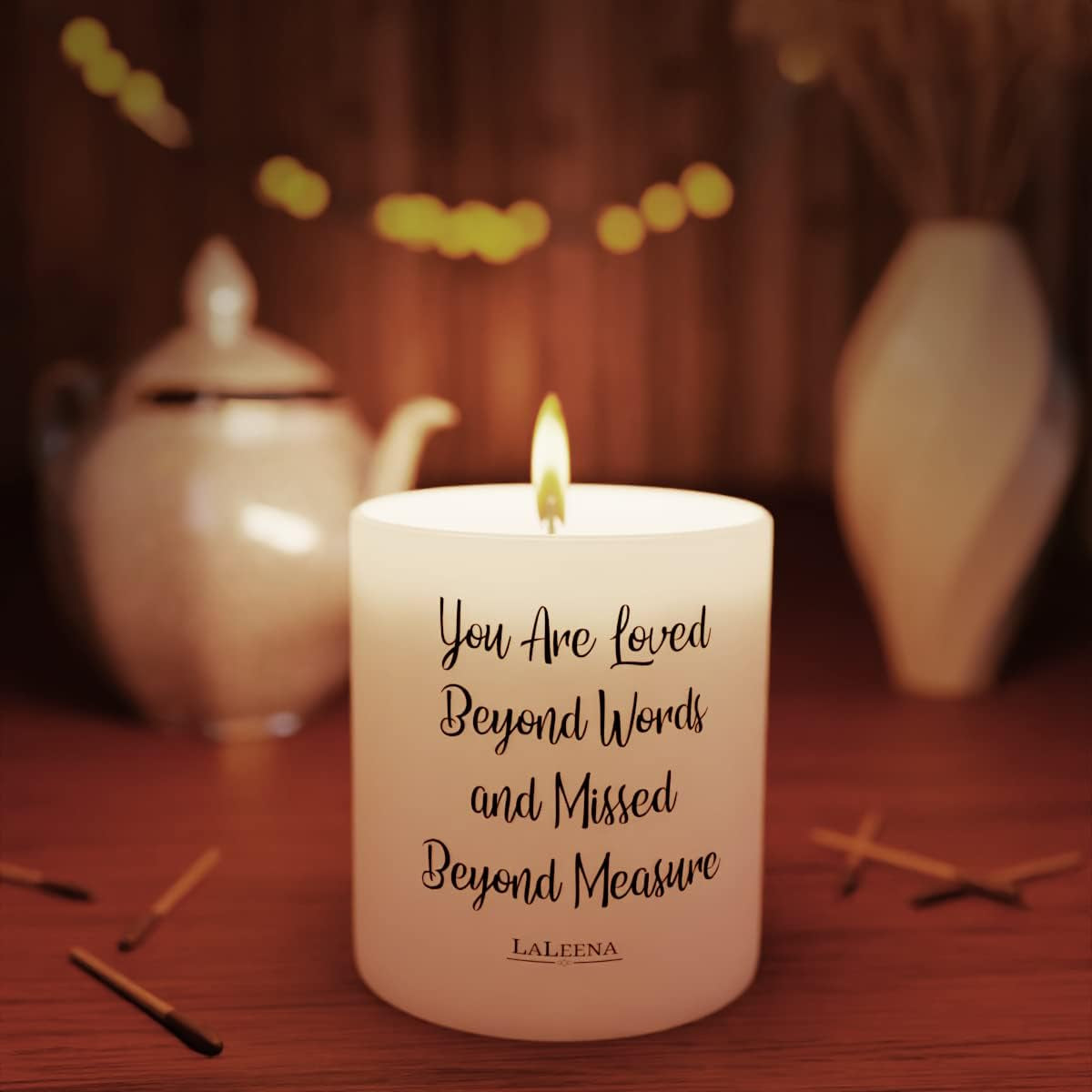 Memorial Candle -  - Sympathy Candle - Loss of Father Present - Loss of a Mother Sympathy Present - Missing a Friend - Celebration of Life (Loved beyond Words, Vanilla)