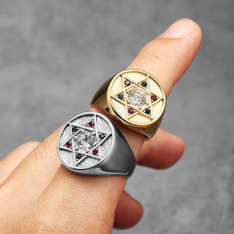 Solomon Star of David Men Rings Stainless Steel Women Jewelry Punk New in Rock Cool Stuff Fashion Accessories Gift Wholesale