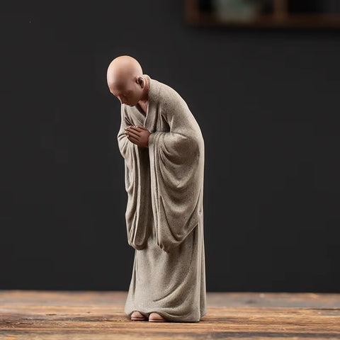 Chinese Zen Monk Ceramic Statues, Modern Art Sculptures, Zisha Little Monk, Home Living Room, Loft Figures, Decorative Statues