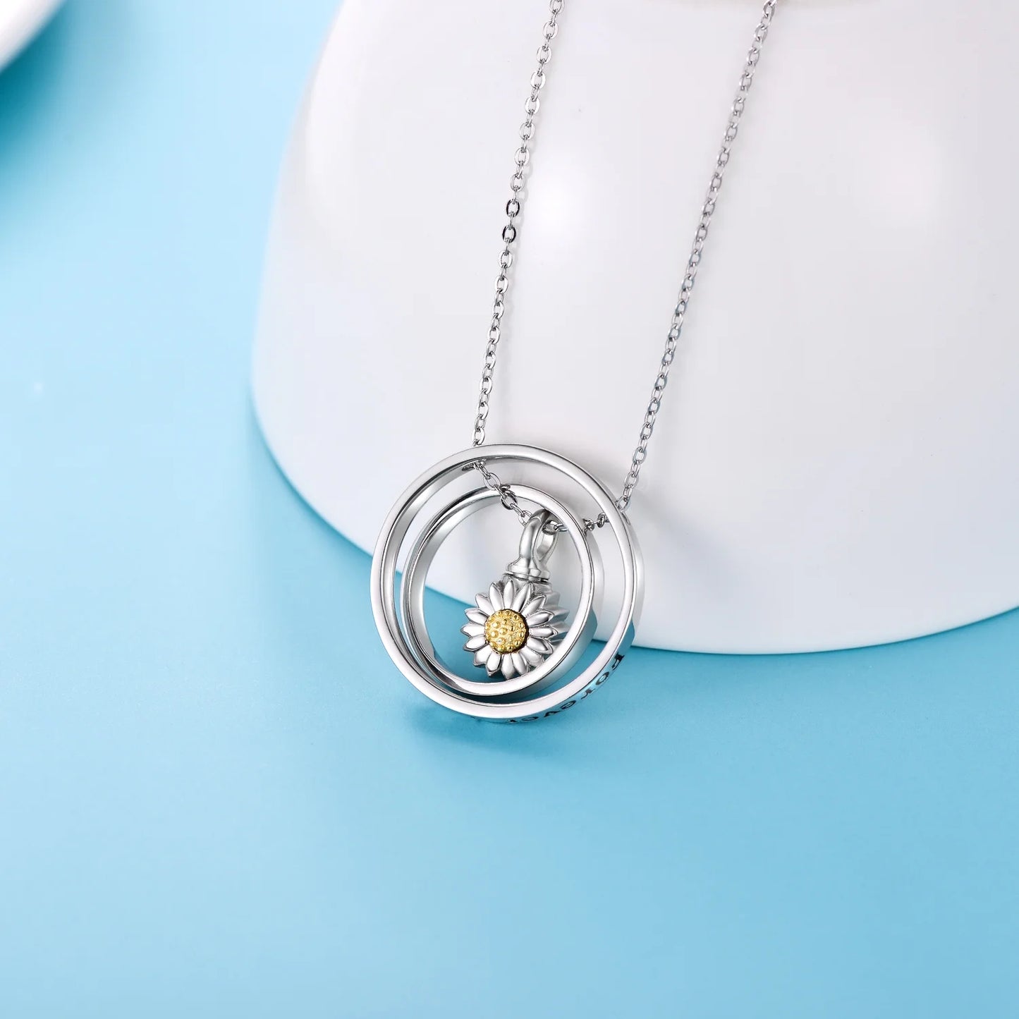 Sunflower Urn Necklace for Ashes 925 Sterling Silver Cremation Jewelry Memorial Keepsake Pendant Necklace Sunflower Jewelry Gifts for Women Girl