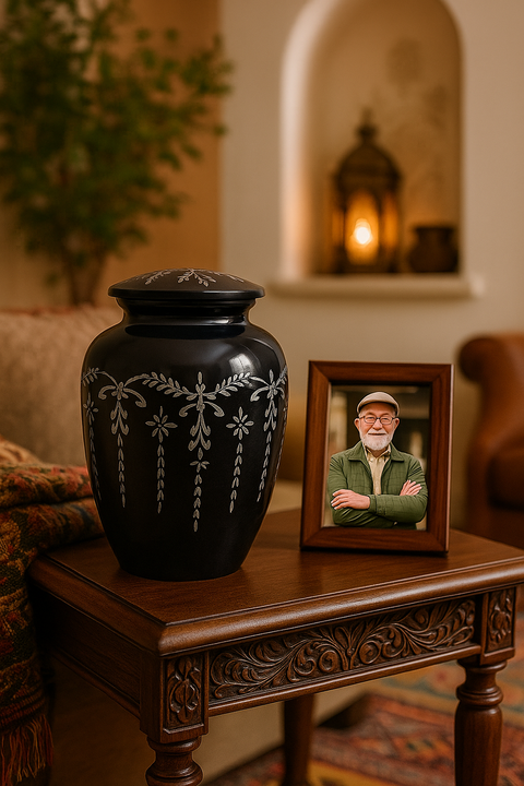 Timeless Elegance, Everlasting Tribute-luxurious black cremation urn