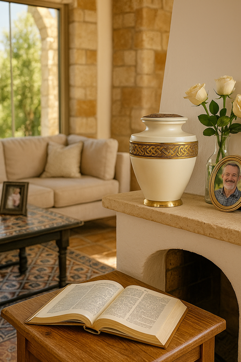 Ivory & Bronze Celtic Urn – A Timeless Tribute of Eternal Love