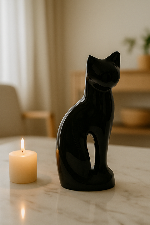 Black Cat-Shaped Pet Cremation Urn – A Graceful Tribute to a Cherished Soul
