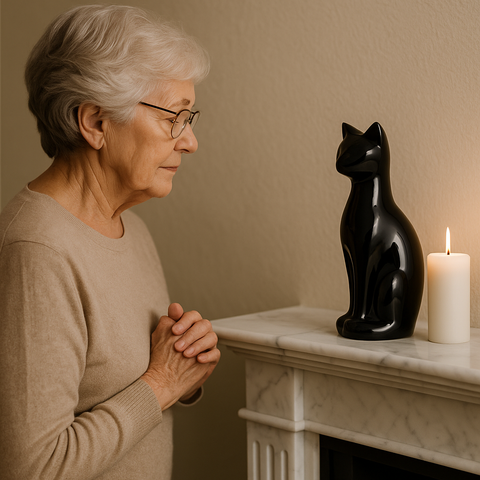 Black Cat-Shaped Pet Cremation Urn – A Graceful Tribute to a Cherished Soul