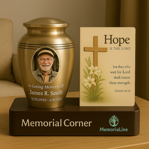 Personalized Memorial Corner Set- Custom Cremation Urn