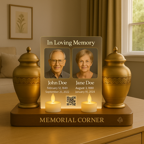 Memorialine Dual Tribute Corner – Honoring Two Lives, Forever Together