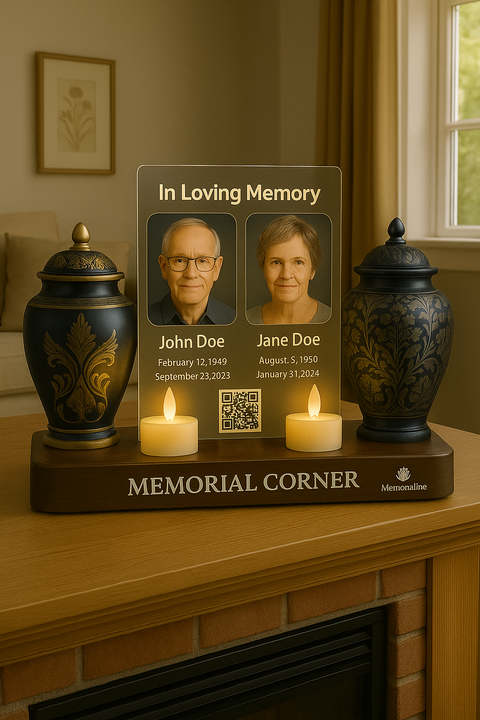 Memorialine Dual Tribute Corner – Honoring Two Lives, Forever Together