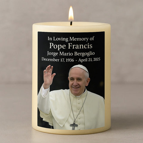 Memorial Candle in Honor of Pope Francis – A Light of Faith and Blessing