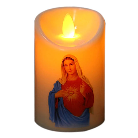 Jesus Christ Candles Lamp LED Tealight Romantic Pillar Light Creative Flameless Electronic Candle Battery Operated