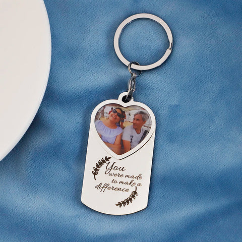 Custom Photo Keychain Heart Shape Stainless