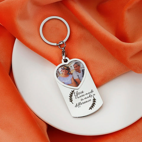 Custom Photo Keychain Heart Shape Stainless