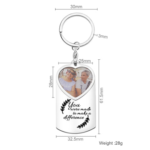 Custom Photo Keychain Heart Shape Stainless