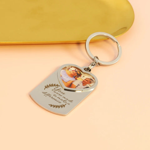 Custom Photo Keychain Heart Shape Stainless