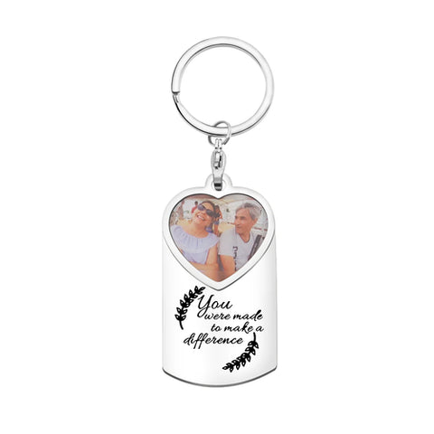 Custom Photo Keychain Heart Shape Stainless