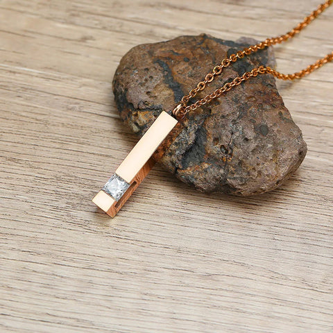 Urn Necklace for Ashes Stainless Steel Bar Pendant Memorial Jewelry