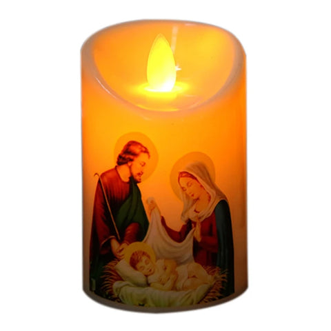 Jesus Christ Candles Lamp LED Tealight Romantic Pillar Light Creative Flameless Electronic Candle Battery Operated