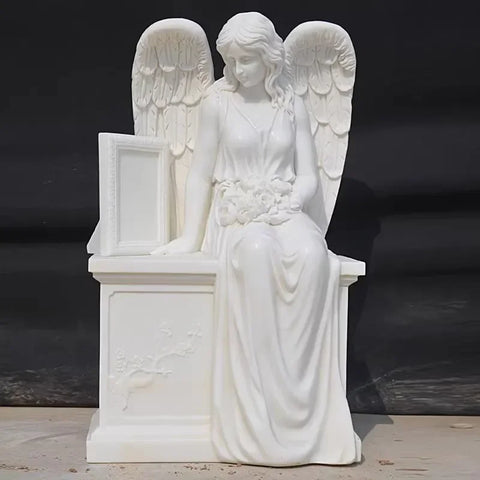 Marble Angel European Tombstone Angel Statue Cemetery Sculpture Church Stone Carving Angel