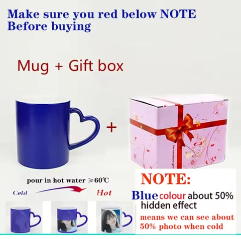 Custom Ceramic Magic Cup Pour Hot Water Picture Display Photo Text Change Color Boyfriend Family Father Gift Valentine'S Day