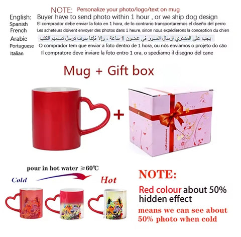 Custom Ceramic Magic Cup Pour Hot Water Picture Display Photo Text Change Color Boyfriend Family Father Gift Valentine'S Day