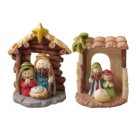 Holy Family Figurine Showpiece Christmas Religious Crib Figurine Resin for Desktop Living Room Xmas Party Decoration Gift