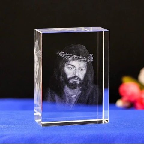 6 Kinds Modern Christian Catholic Jesus Portrait Crystal Ornaments Creative 3D Carved Jesus Cross Home Decoration Accessories