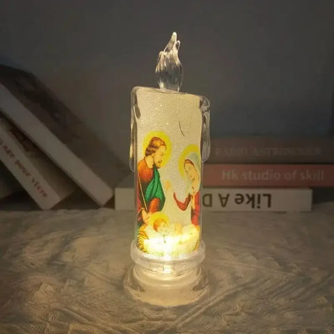 LED Prayer Flameless Candles Jesus Saints Religious Candles Decoration Christmas Easter Led Electronic Candle Light