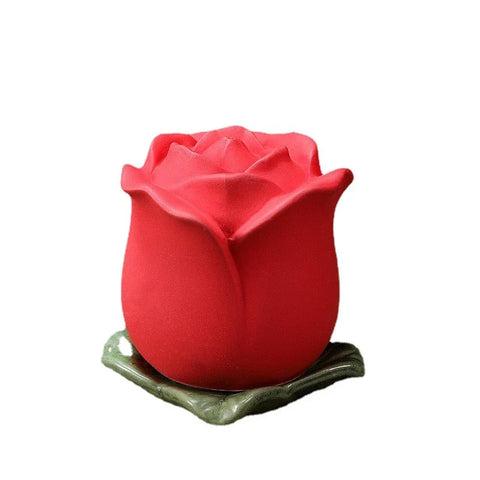 Ceramic Cremation Urns for Human Ashes, Small Pet Urns, Animal Rose Flower Memorial, Funeral Container for Cats and Dogs