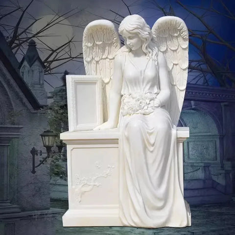 Marble Angel European Tombstone Angel Statue Cemetery Sculpture Church Stone Carving Angel