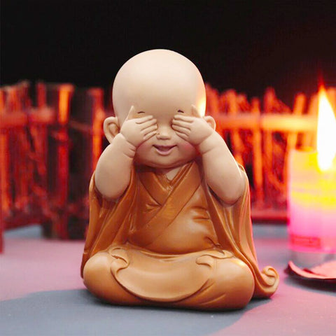 Little Monk Figurine Mini Monk Statue Cute Buddha Monk Statue Adorable Baby Little Monk Decoration Creative Little Monk Ornament