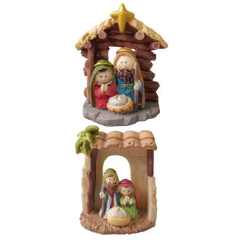 Holy Family Figurine Showpiece Christmas Religious Crib Figurine Resin for Desktop Living Room Xmas Party Decoration Gift