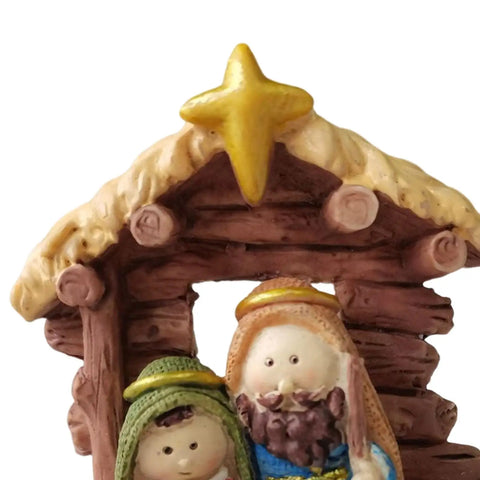 Holy Family Figurine Showpiece Christmas Religious Crib Figurine Resin for Desktop Living Room Xmas Party Decoration Gift