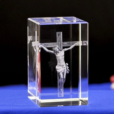 6 Kinds Modern Christian Catholic Jesus Portrait Crystal Ornaments Creative 3D Carved Jesus Cross Home Decoration Accessories