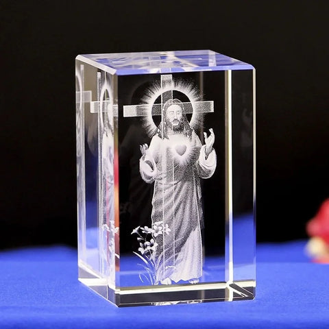 6 Kinds Modern Christian Catholic Jesus Portrait Crystal Ornaments Creative 3D Carved Jesus Cross Home Decoration Accessories