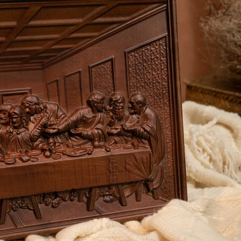 50Cm Plaque Famous Painting the Last Supper Mural Jesus Christ Home Decoration Wooden , Carving Wall Decoration